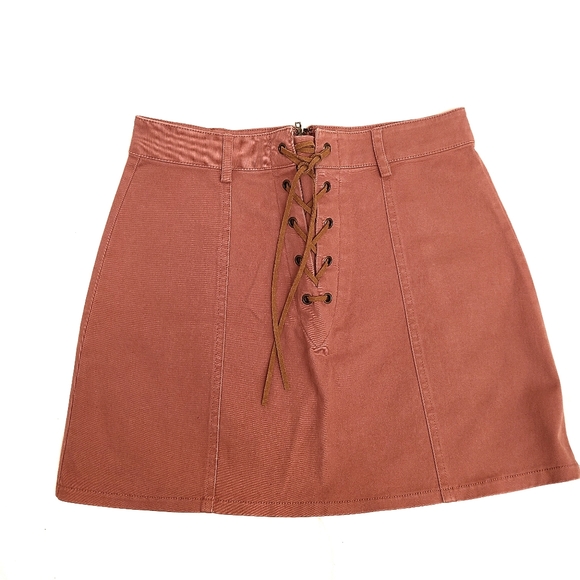 Forever 21 Lace-Up Denim Mini Skirt - Picture 2 of 5